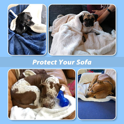 Large Dog Fleece Blankets - Soft and Fluffy Pet Throws for Couch, Sofa, Dog Beds, and Car Seats, Washable, 50x60 Inches, Beige