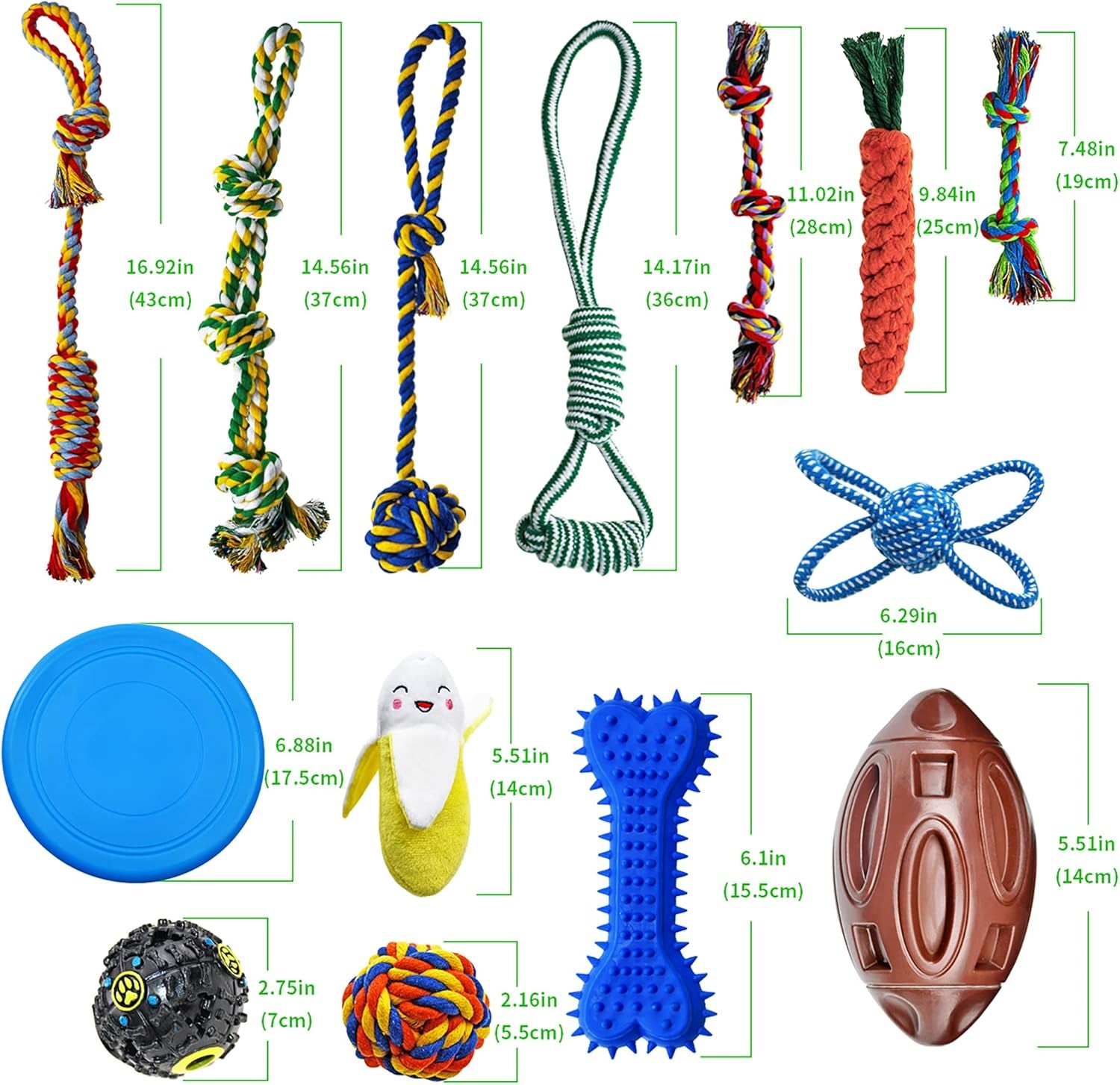 Puppy Teething Chew Toy Bundle - 14 Pack of Durable Chew Toys, Tug of War Toys, Squeaky Balls, and IQ Treat Balls for Small Dogs