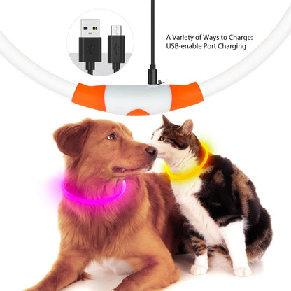 USB Rechargeable LED Dog Collar - Adjustable, Water-Resistant TPU Safety Light for Small to Large Dogs