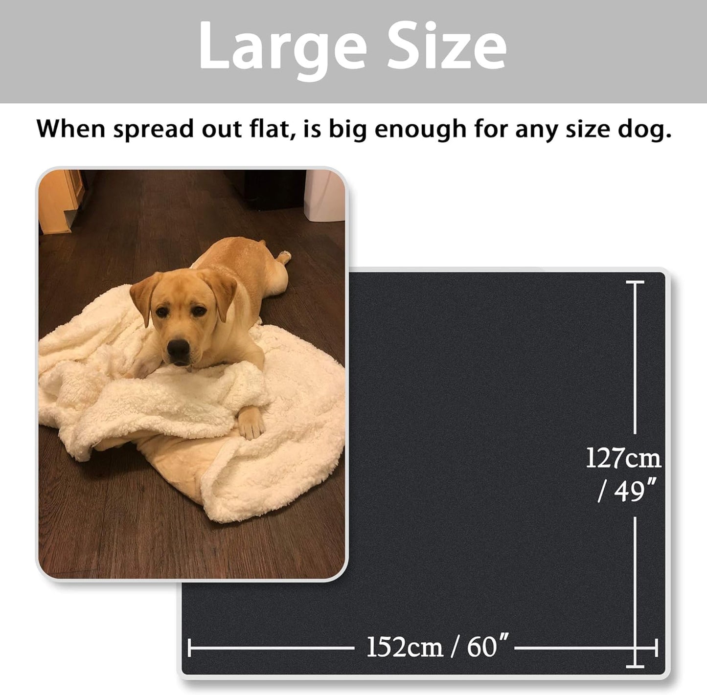 Large Dog Fleece Blankets - Soft and Fluffy Pet Throws for Couch, Sofa, Dog Beds, and Car Seats, Washable, 50x60 Inches, Beige