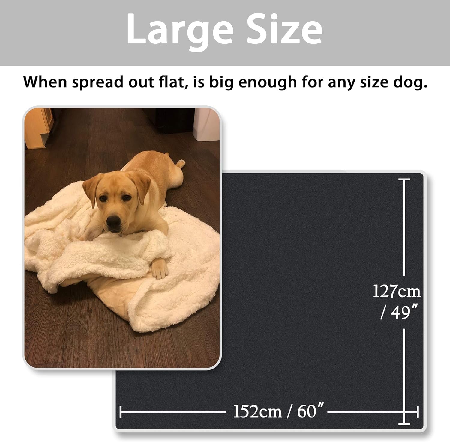 Large Dog Fleece Blankets - Soft and Fluffy Pet Throws for Couch, Sofa, Dog Beds, and Car Seats, Washable, 50x60 Inches, Beige