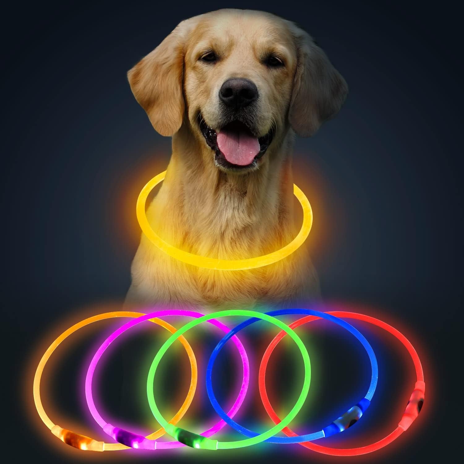 USB Rechargeable LED Dog Collar - Adjustable, Water-Resistant TPU Safety Light for Small to Large Dogs