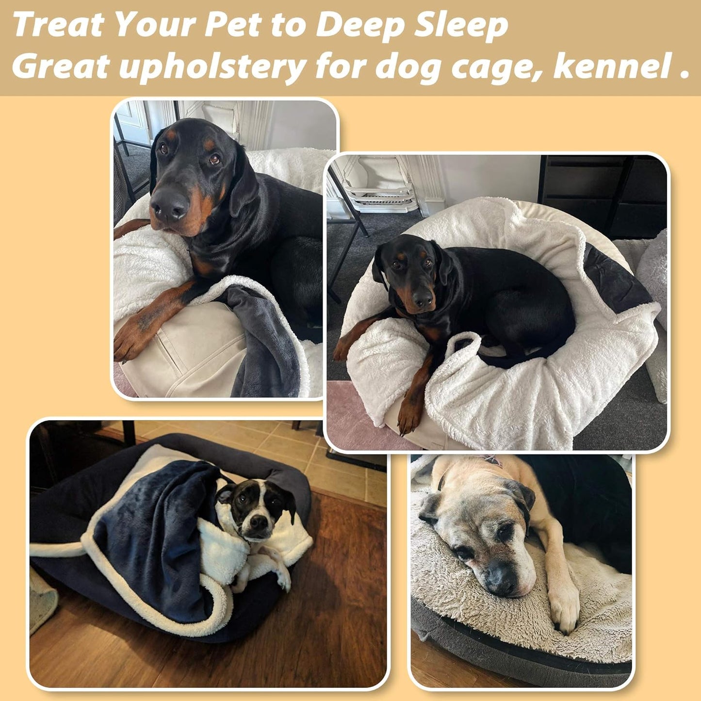 Large Dog Fleece Blankets - Soft and Fluffy Pet Throws for Couch, Sofa, Dog Beds, and Car Seats, Washable, 50x60 Inches, Beige