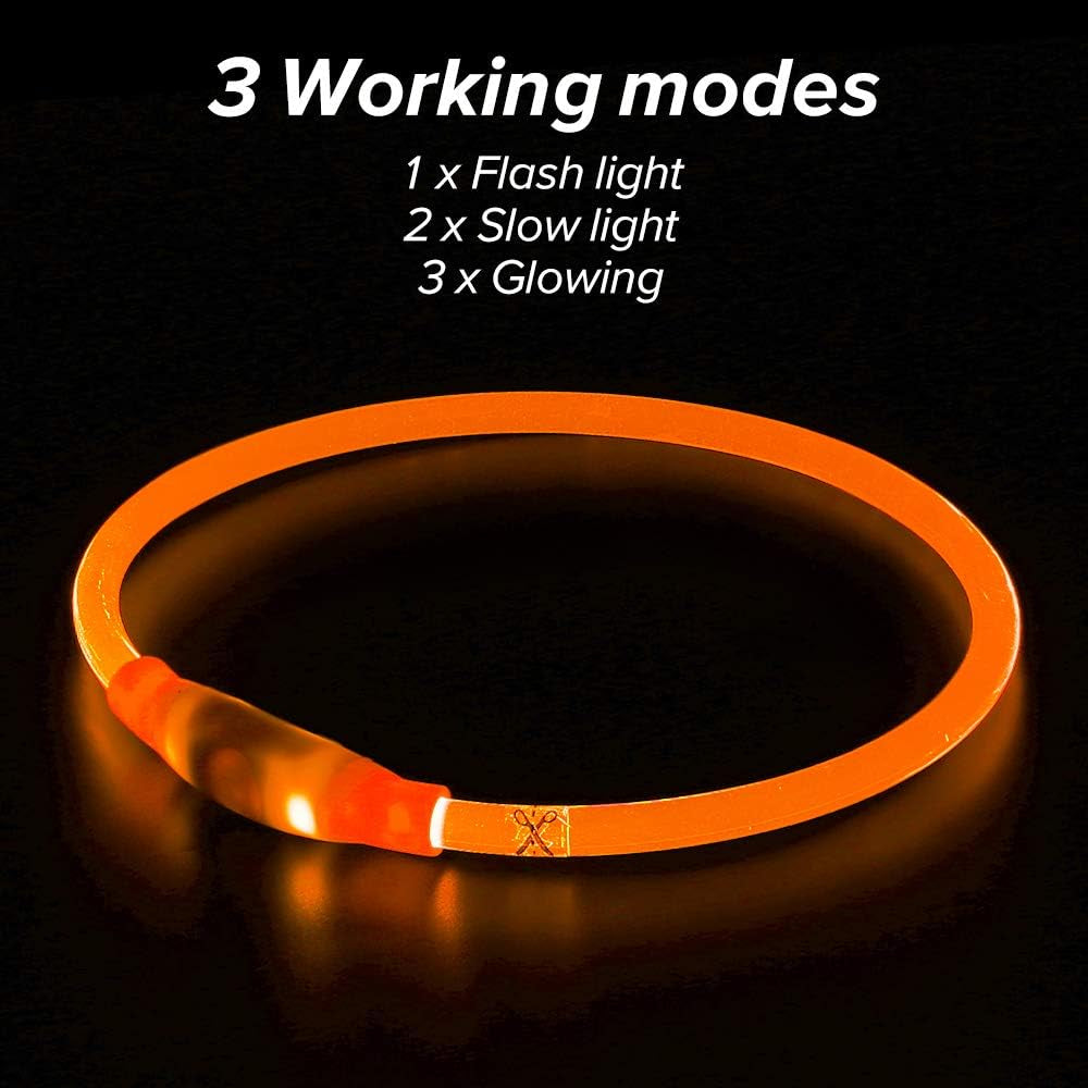 USB Rechargeable LED Dog Collar - Adjustable, Water-Resistant TPU Safety Light for Small to Large Dogs